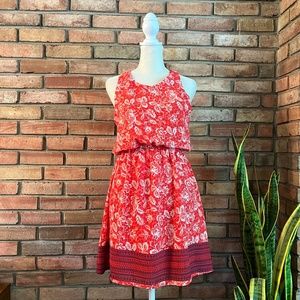 Sienna Sky Red and White Floral Print Sleeveless Dress in Size Small